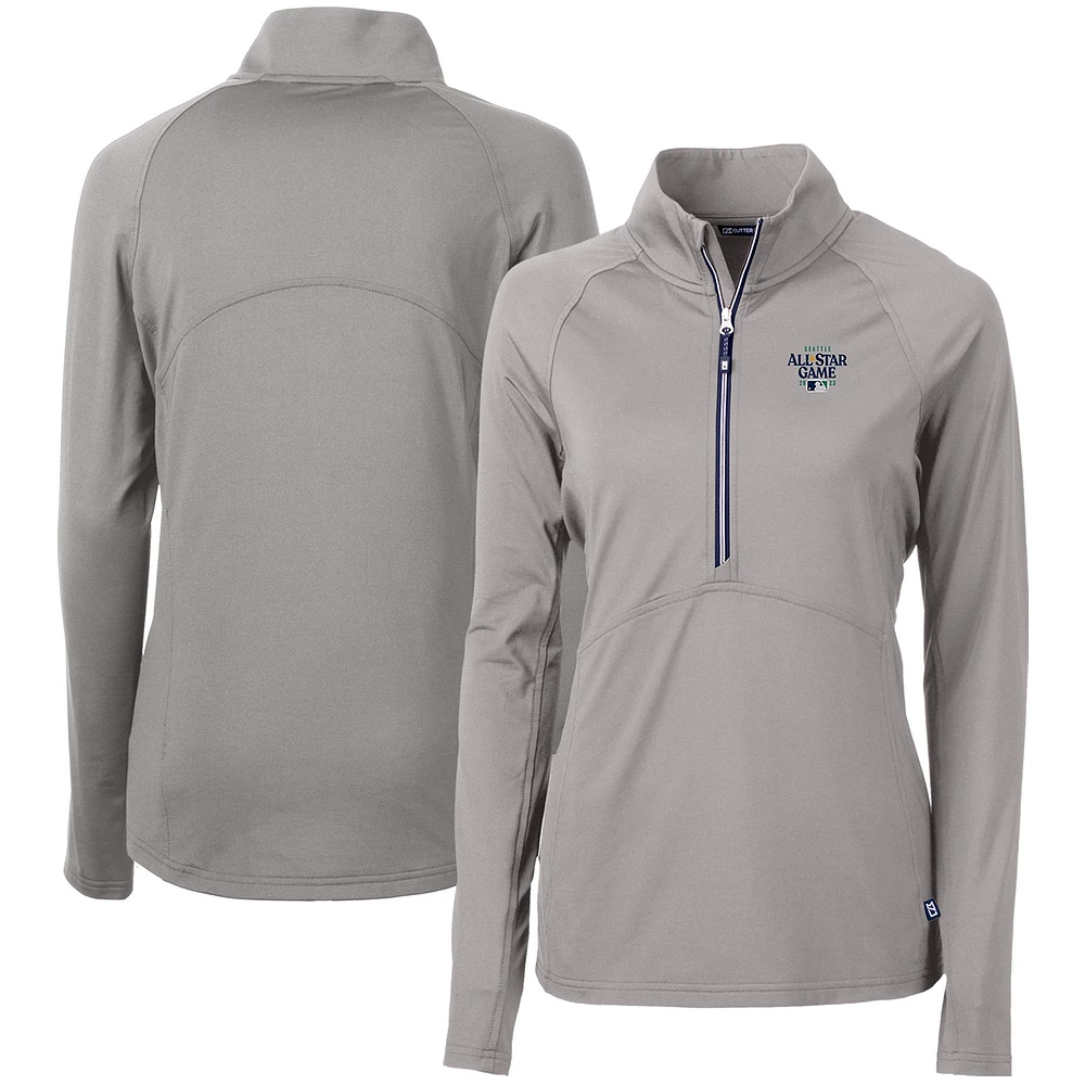 Women's Cutter & Buck Gray 2023 MLB All-Star Game Adapt Eco Knit Stretch Recycled Half-Zip Pullover Top