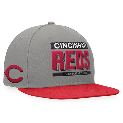 Men's Fanatics Gray/Red Cincinnati Reds Line Drive Two-Tone Snapback Hat