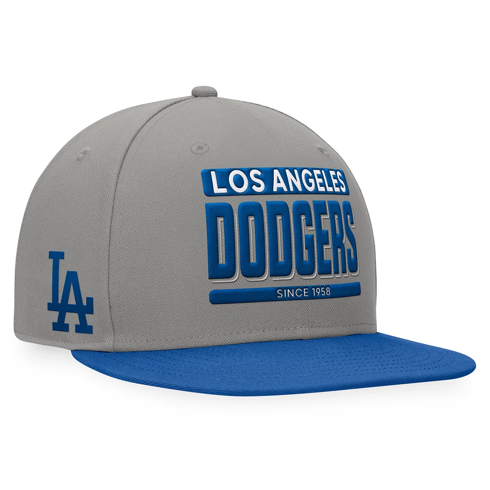 Men's Fanatics Gray/Royal Los Angeles Dodgers Line Drive Two-Tone Snapback Hat