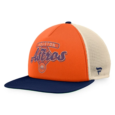 Men's Fanatics Orange/Navy Houston Astros Cooperstown Collection Talley Foam Trucker Snapback Hat