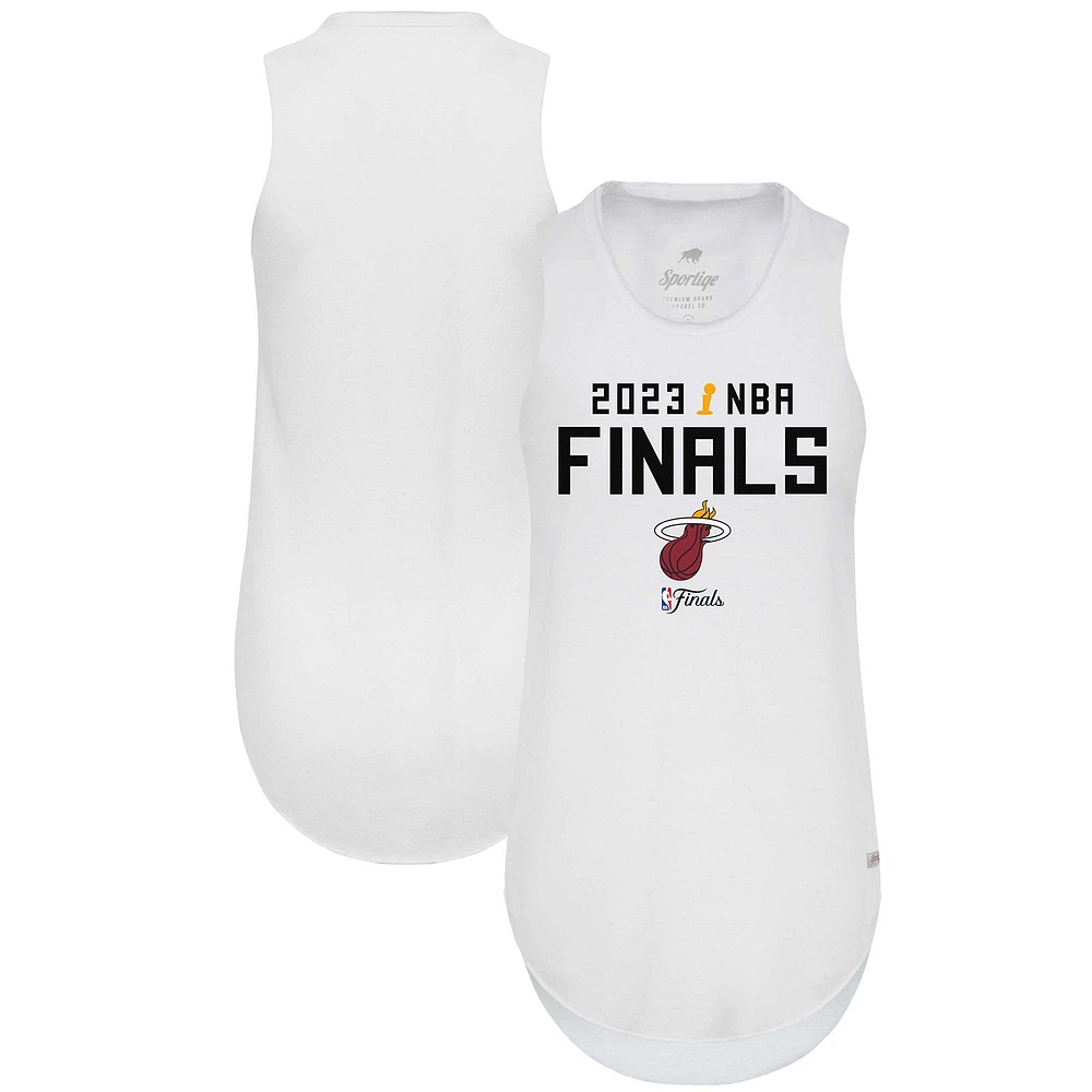 Women's Sportiqe White Miami Heat 2023 NBA Finals Janie Tri-Blend Tank Top