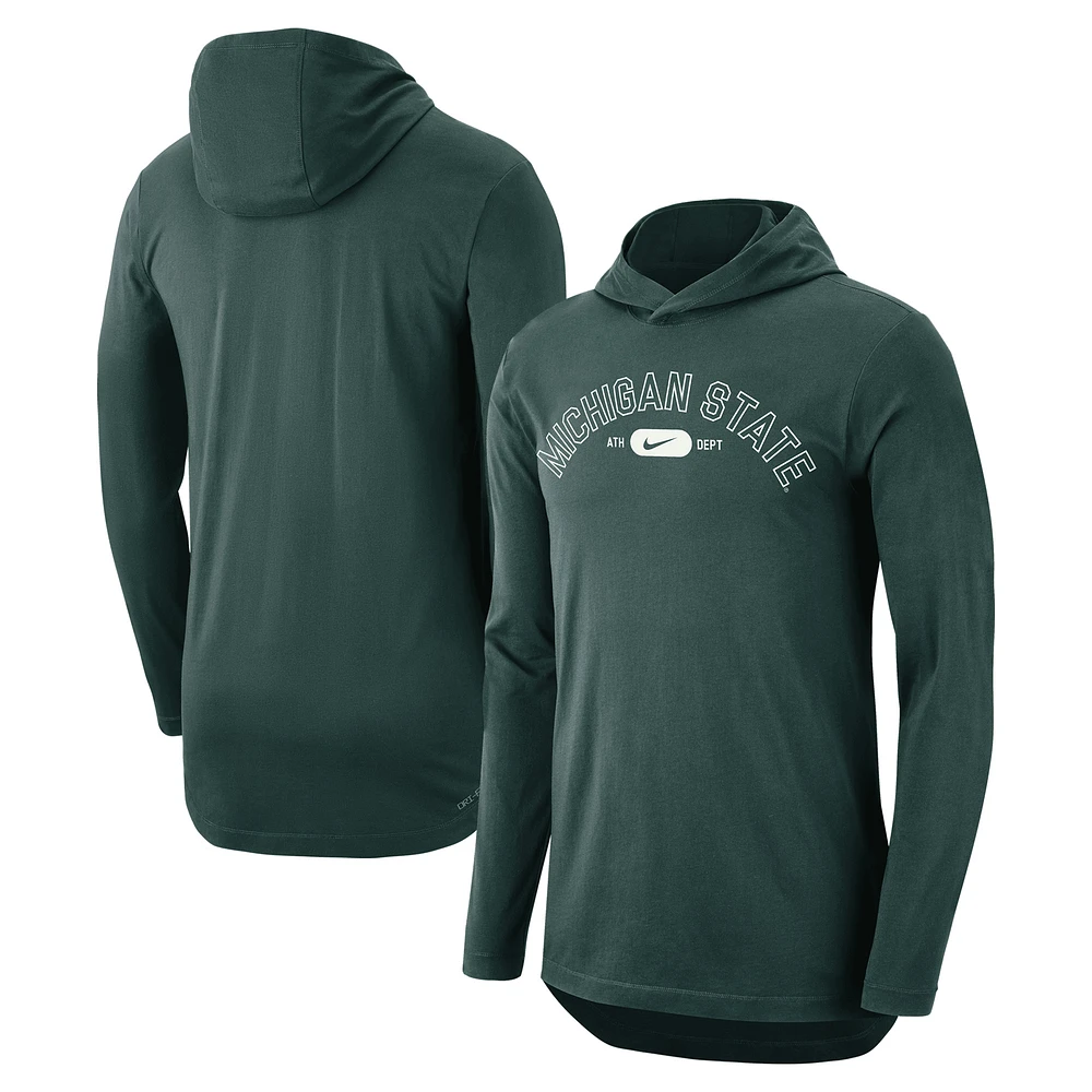 Men's Nike Green Michigan State Spartans Campus Performance Tri-Blend Long Sleeve Hoodie T-Shirt