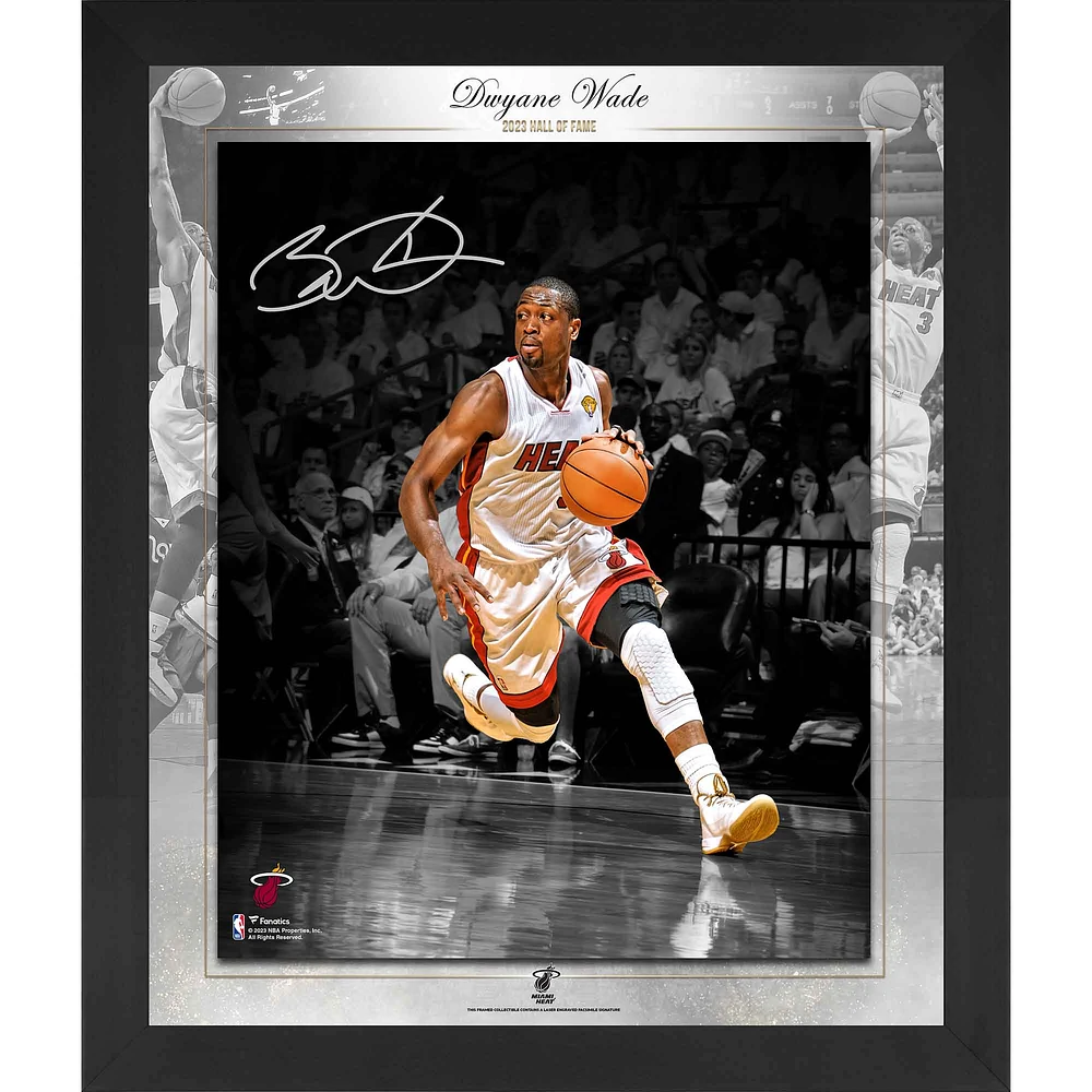 Dwyane Wade Miami Heat Autographed Framed 20" x 24" 2023 NBA Hall of Fame Floating Photo Collage