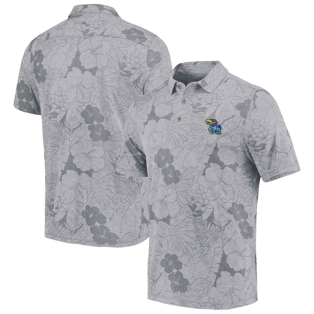 Men's Tommy Bahama Gray Kansas Jayhawks Miramar Blooms Polo