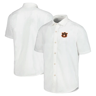 Men's Tommy Bahama White Auburn Tigers Coconut Point Palm Vista IslandZone Camp Button-Up Shirt