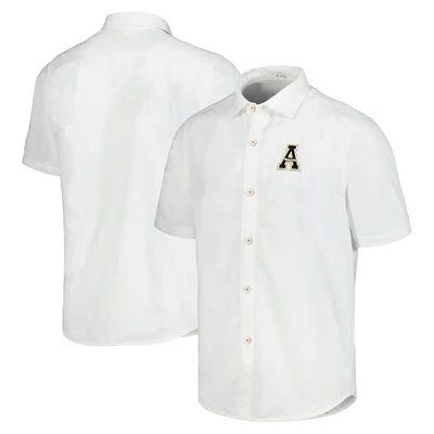 Men's Tommy Bahama White Appalachian State Mountaineers Coconut Point Palm Vista IslandZone Camp Button-Up Shirt