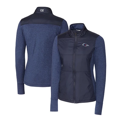 Women's Cutter & Buck Navy UTSA Roadrunners DryTec Stealth Hybrid Quilted Full-Zip Windbreaker Jacket