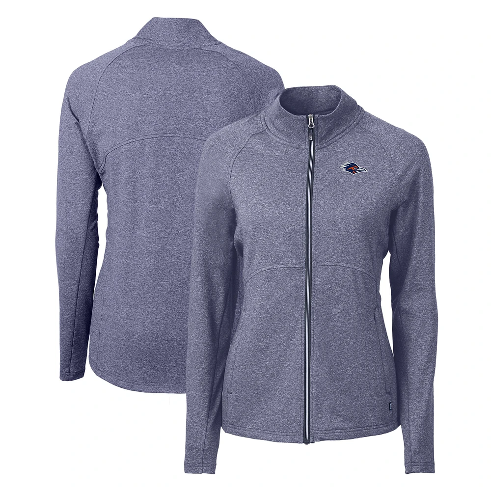 Women's Cutter & Buck Navy UTSA Roadrunners Adapt Eco Knit Recycled Full-Zip Jacket