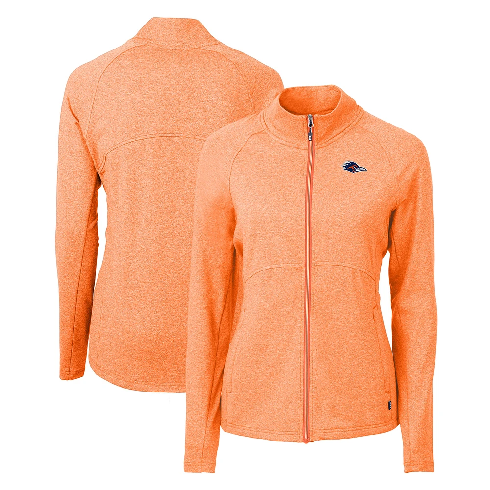 Women's Cutter & Buck Orange UTSA Roadrunners Adapt Eco Knit Recycled Full-Zip Jacket