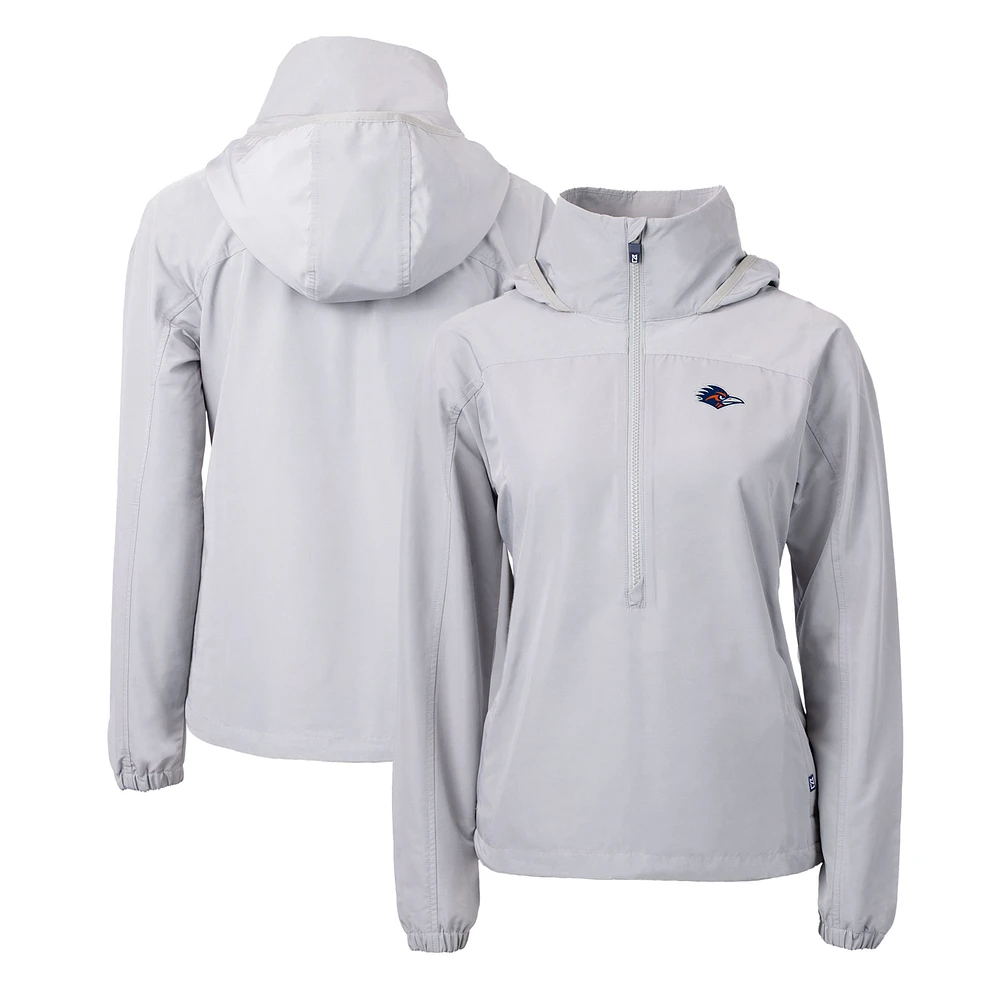 Women's Cutter & Buck Gray UTSA Roadrunners Charter Eco Recycled Half-Zip Anorak Jacket