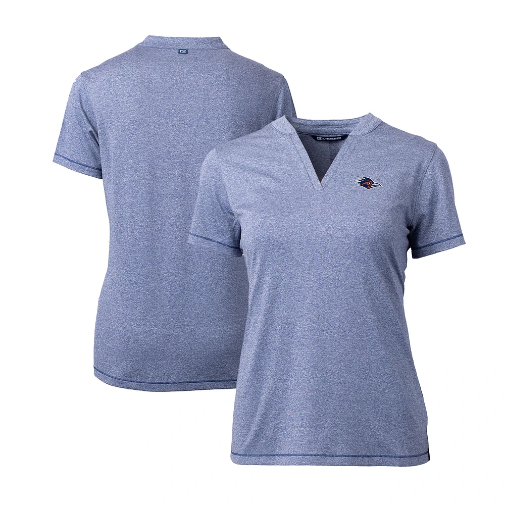 Women's Cutter & Buck Navy UTSA Roadrunners DryTec Forge Stretch V-Neck Blade Top
