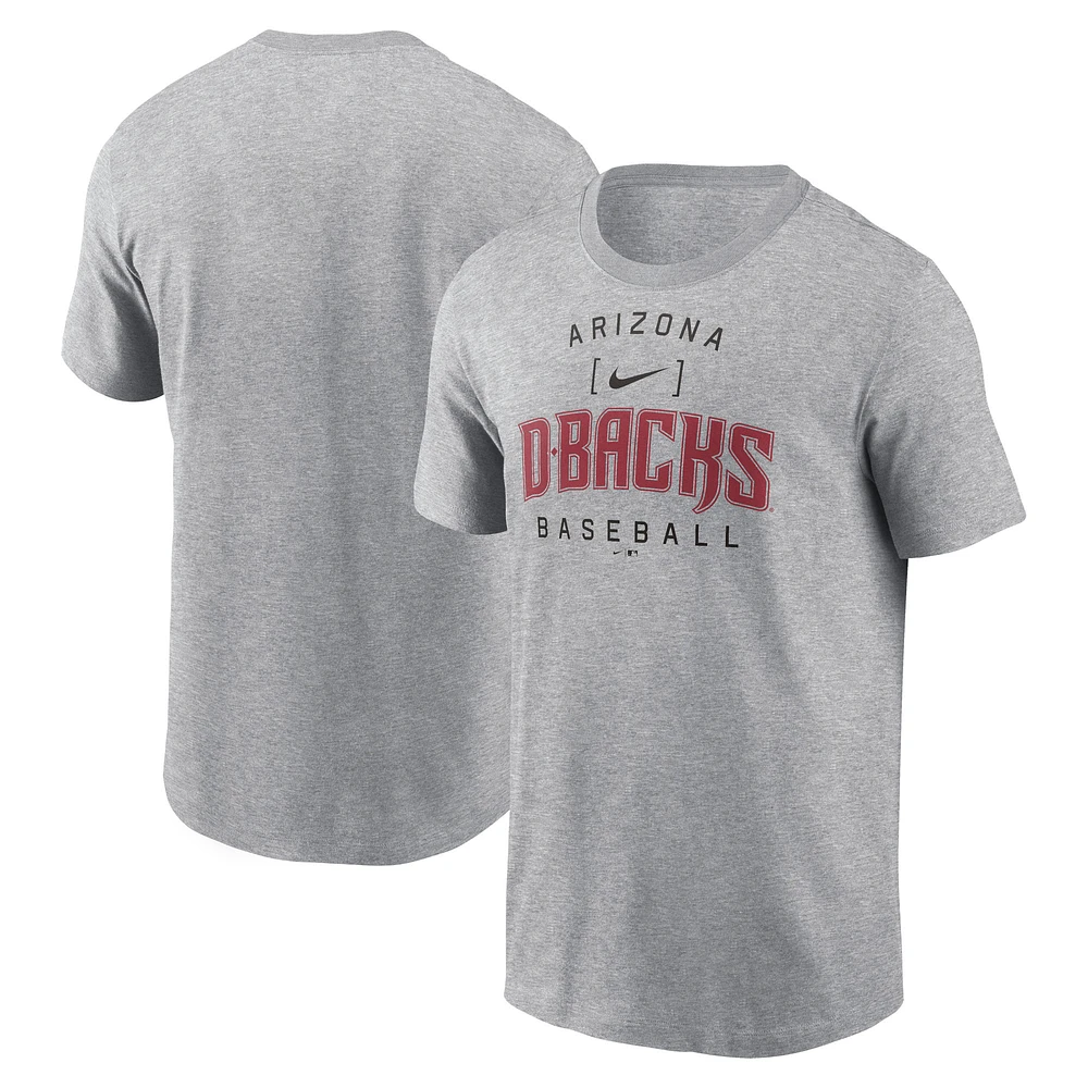 Men's Nike Heather Gray Arizona Diamondbacks Home Team Athletic Arch T-Shirt