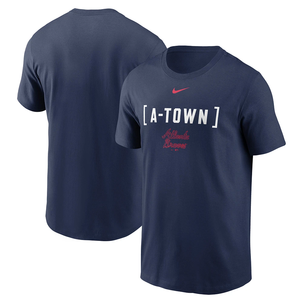Men's Nike Navy Atlanta Braves Bracket Team Phrase T-Shirt