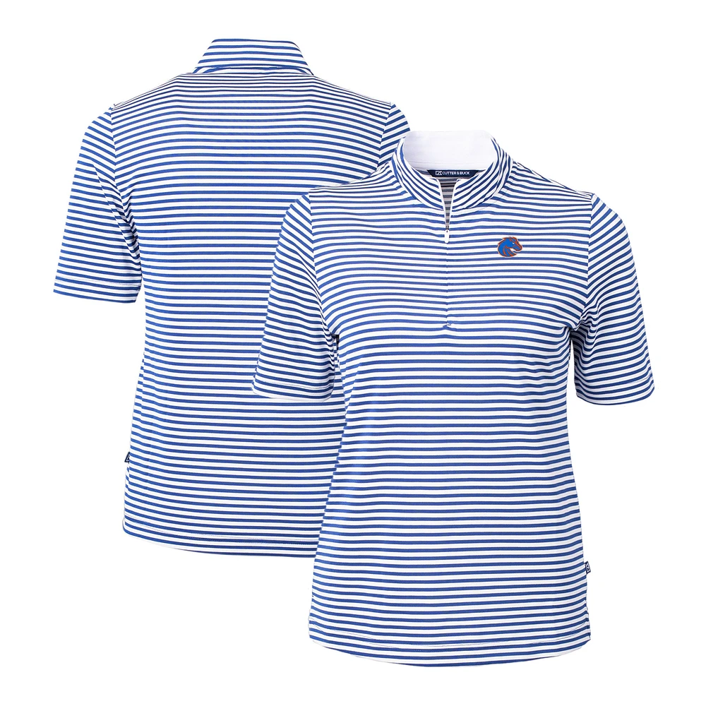 Women's Cutter & Buck Royal Boise State Broncos DryTec Virtue Eco Pique Stripe Recycled Polo