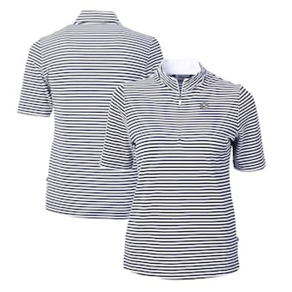 Women's Cutter & Buck Navy Georgetown Hoyas DryTec Virtue Eco Pique Stripe Recycled Polo