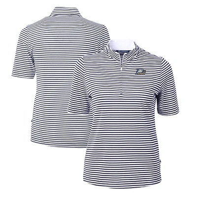Women's Cutter & Buck Navy Georgia Southern Eagles DryTec Virtue Eco Pique Stripe Recycled Polo
