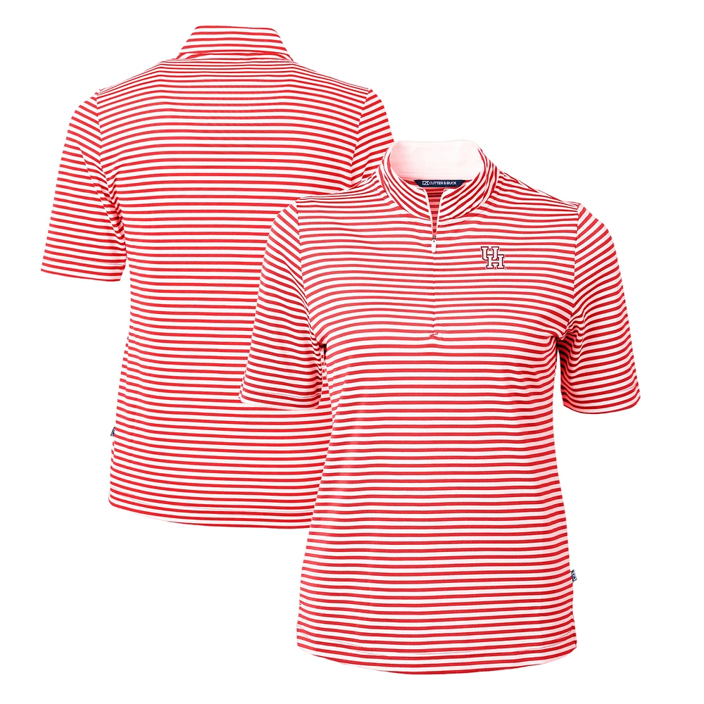 Women's Cutter & Buck Red Houston Cougars DryTec Virtue Eco Pique Stripe Recycled Polo