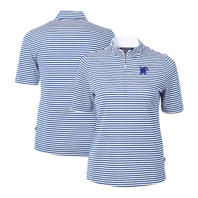 Women's Cutter & Buck Royal Memphis Tigers DryTec Virtue Eco Pique Stripe Recycled Polo