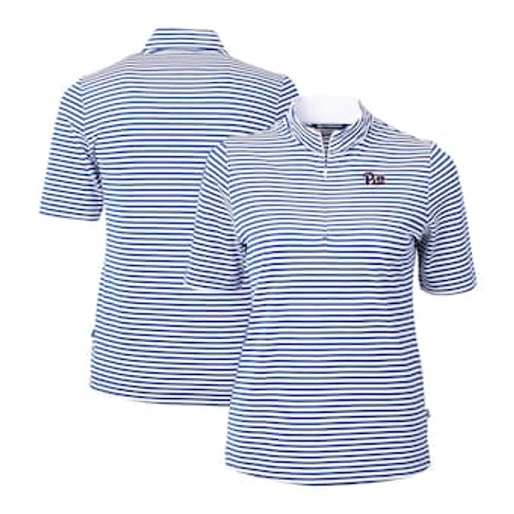 Women's Cutter & Buck Royal Pitt Panthers DryTec Virtue Eco Pique Stripe Recycled Polo