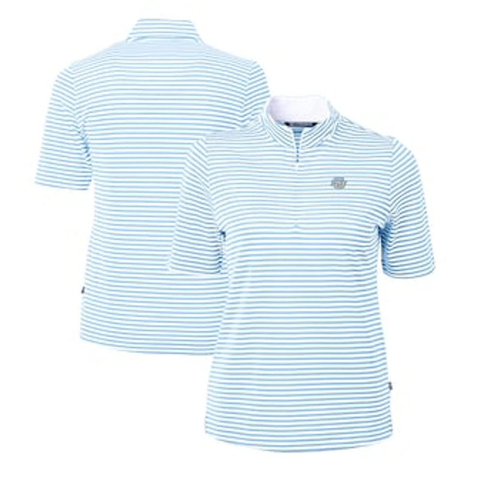 Women's Cutter & Buck Light Blue Southern University Jaguars DryTec Virtue Eco Pique Stripe Recycled Polo