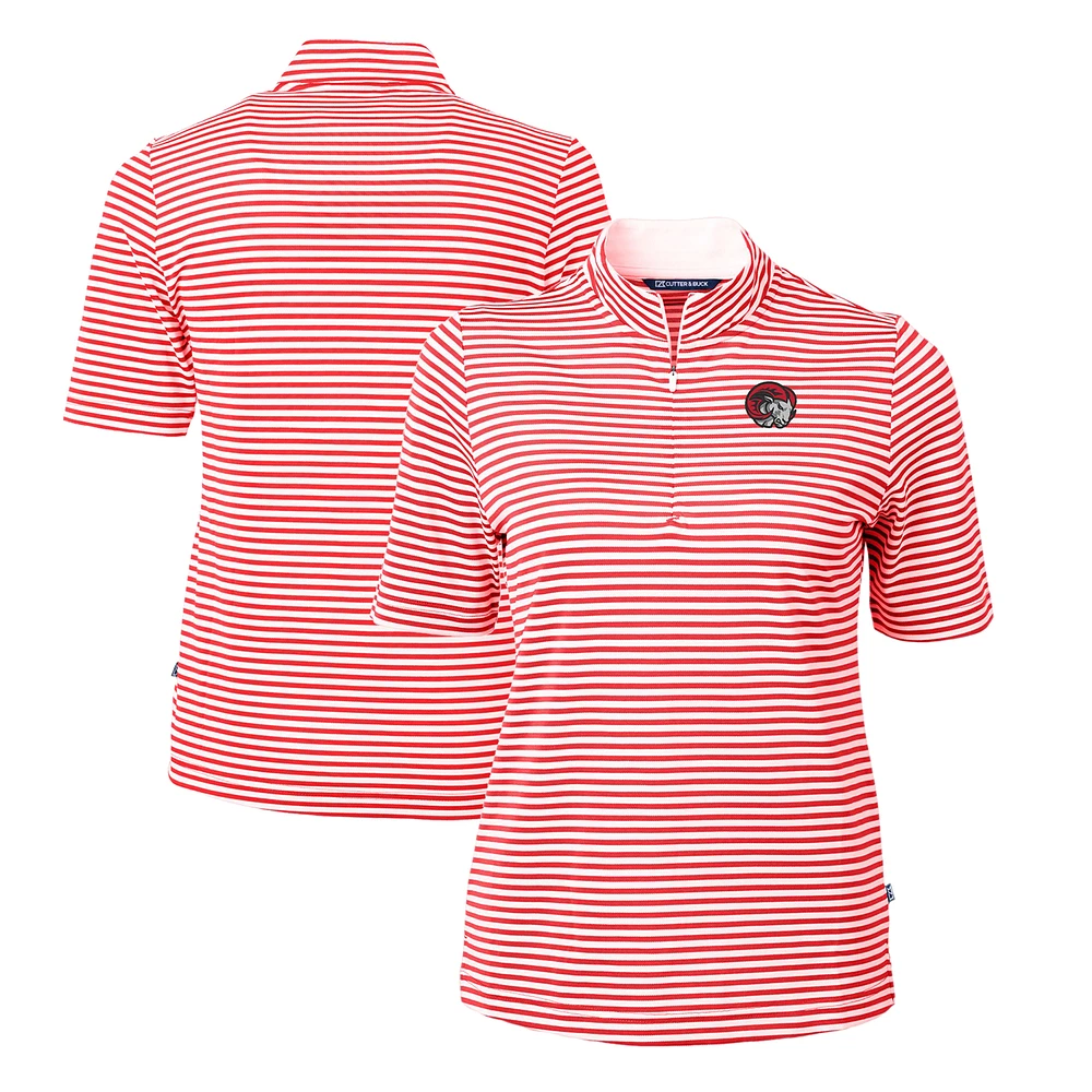 Women's Cutter & Buck Red Winston-Salem State Rams DryTec Virtue Eco Pique Stripe Recycled Polo