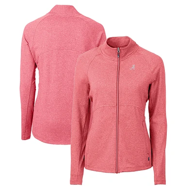 Women's Cutter & Buck Heather Alabama Crimson Tide Adapt Eco Knit Heather Recycled Full-Zip Jacket