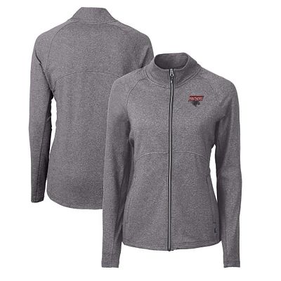 Women's Cutter & Buck Heather Black Clark Atlanta University Panthers Adapt Eco Knit Recycled Full-Zip Jacket