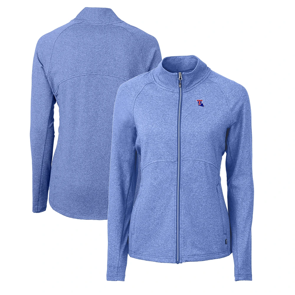 Women's Cutter & Buck Heather Royal Louisiana Tech Bulldogs Adapt Eco Knit Recycled Full-Zip Jacket