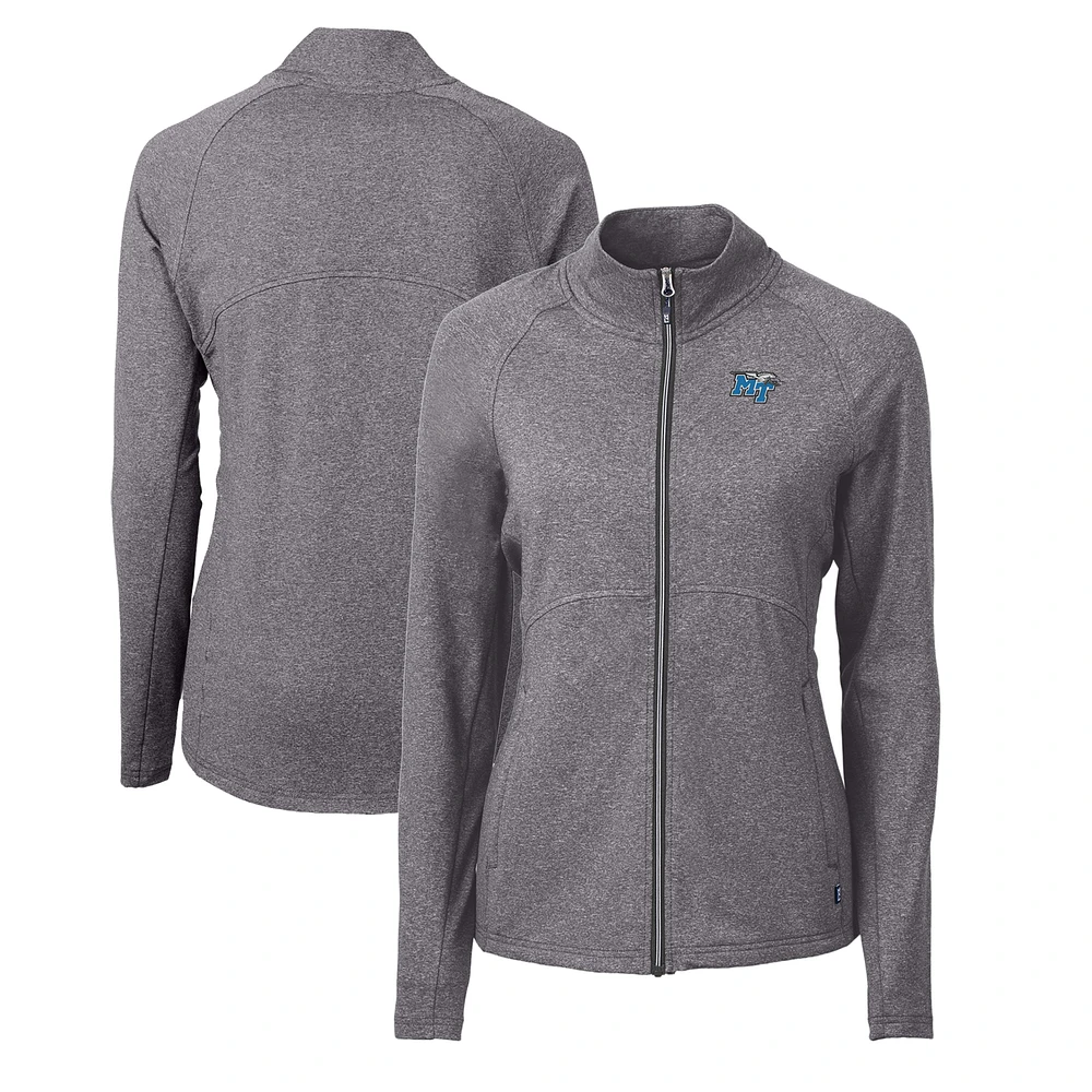 Women's Cutter & Buck Heather Black MTSU Blue Raiders Adapt Eco Knit Recycled Full-Zip Jacket