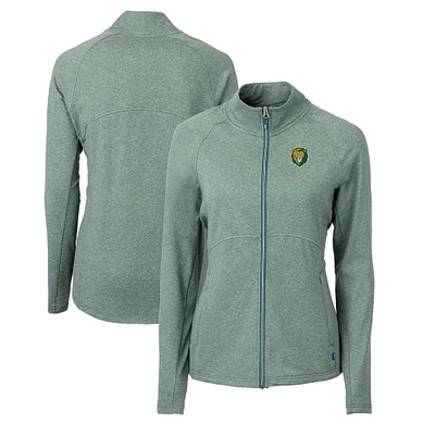 Women's Cutter & Buck Heather Green Southeastern Louisiana Lions Adapt Eco Knit Recycled Full-Zip Jacket