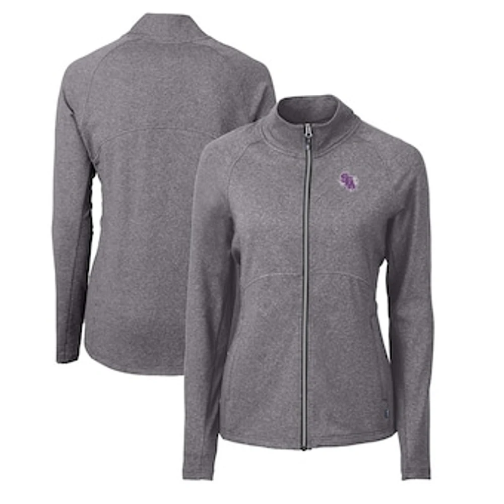 Women's Cutter & Buck Heather Black Stephen F Austin Lumberjacks Adapt Eco Knit Heather Recycled Full-Zip Jacket