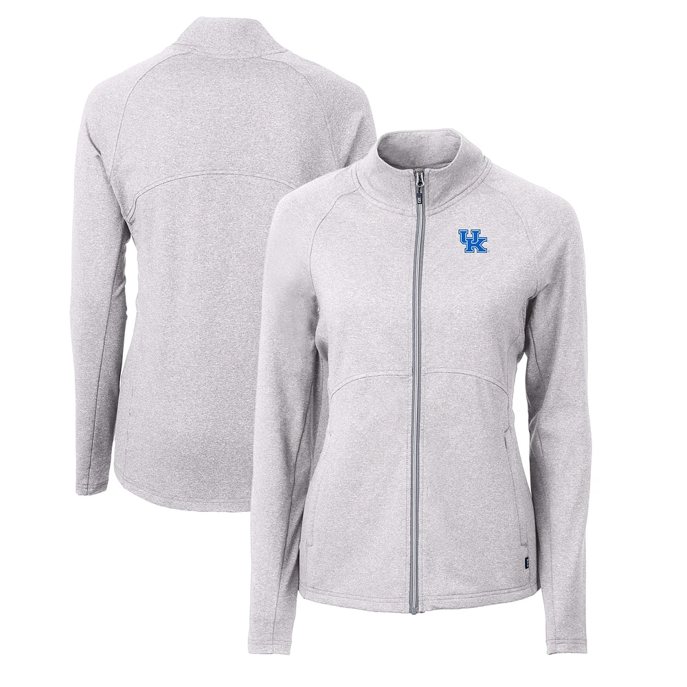 Women's Cutter & Buck Heather Gray Kentucky Wildcats Adapt Eco Knit Recycled Full-Zip Jacket