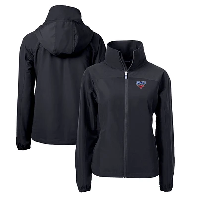 Women's Cutter & Buck Black SMU Mustangs Charter Eco Recycled Full-Zip Jacket