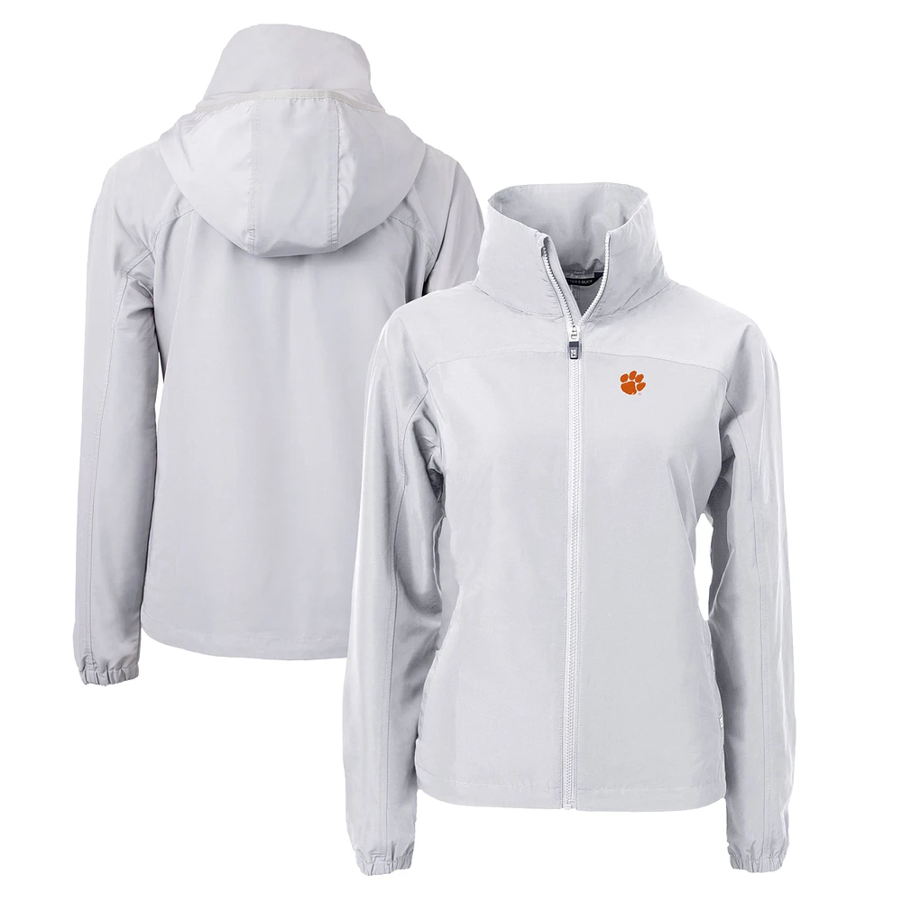 Women's Cutter & Buck Gray Clemson Tigers Charter Eco Recycled Full-Zip Jacket