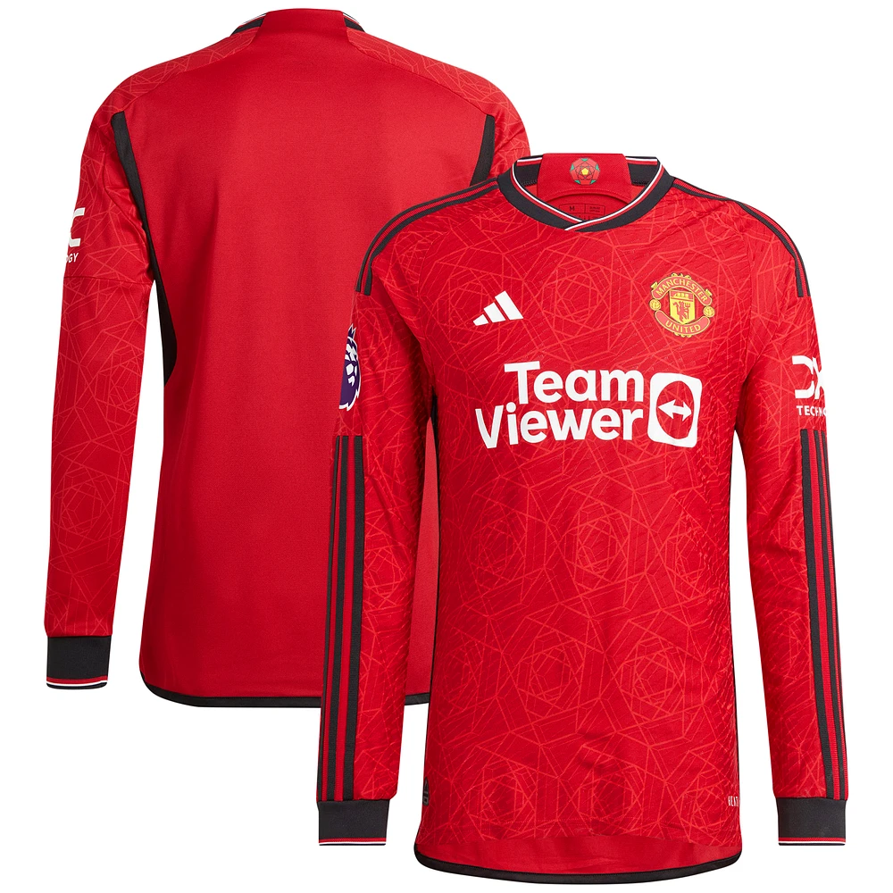 Men's adidas Red Manchester United 2023/24 Home Authentic Long Sleeve Jersey
