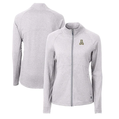 Women's Cutter & Buck Heather Gray Appalachian State Mountaineers Adapt Eco Knit Heather Recycled Full-Zip Jacket