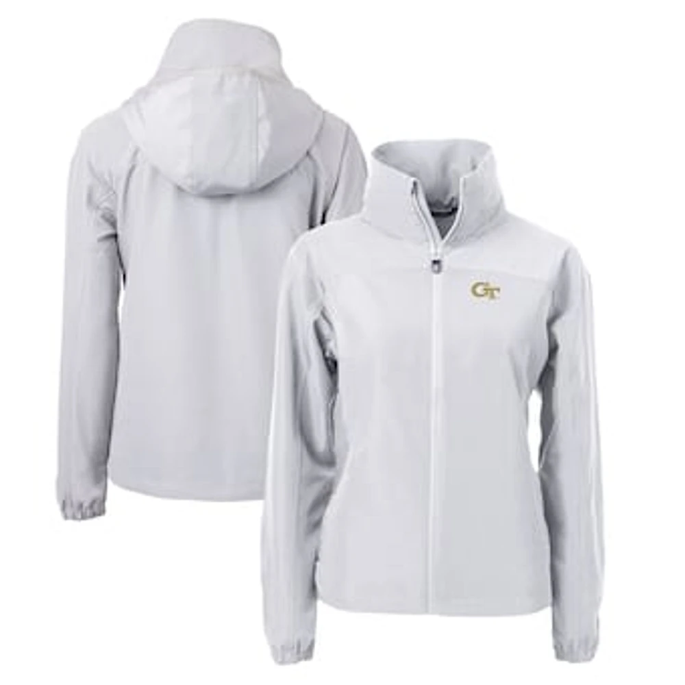 Women's Cutter & Buck Gray Georgia Tech Yellow Jackets Charter Eco Recycled Full-Zip Jacket
