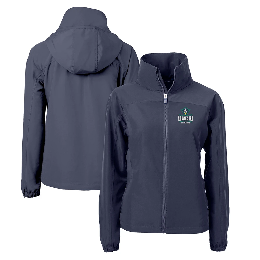 Women's Cutter & Buck Navy UNC Wilmington Seahawks Charter Eco Recycled Full-Zip Jacket
