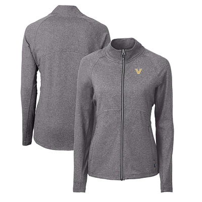 Women's Cutter & Buck Heather Vanderbilt Commodores Adapt Eco Knit Recycled Full-Zip Jacket