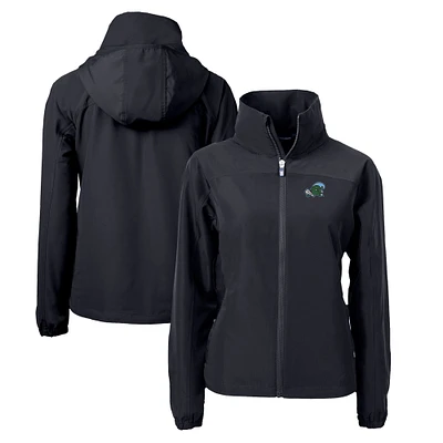 Women's Cutter & Buck Black Tulane Green Wave Charter Eco Recycled Full-Zip Jacket