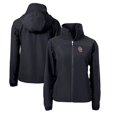 Women's Cutter & Buck Black Oklahoma Sooners Charter Eco Recycled Full-Zip Jacket