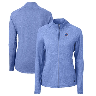 Women's Cutter & Buck Heather Royal Boise State Broncos Adapt Eco Knit Recycled Full-Zip Jacket