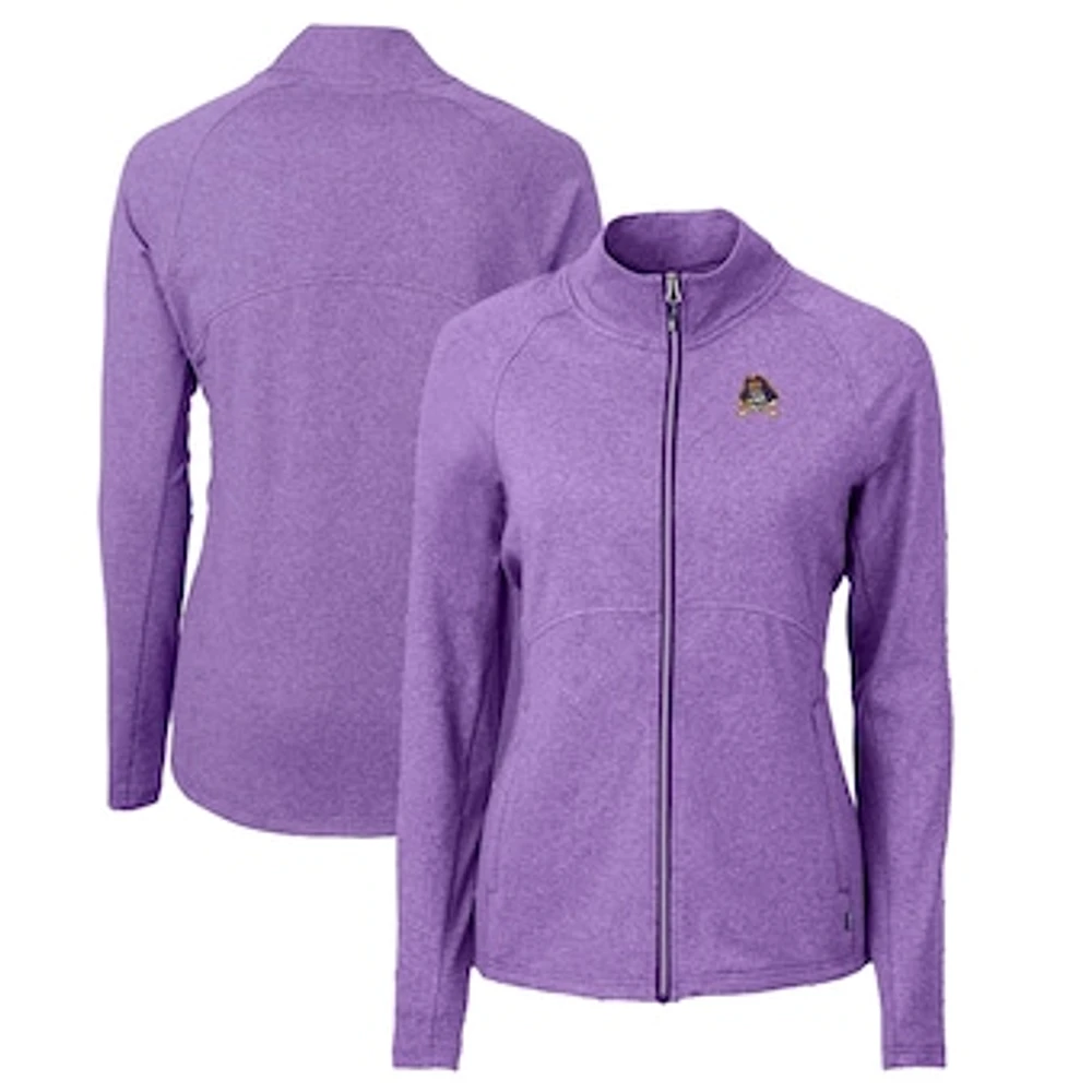 Women's Cutter & Buck Heather Purple ECU Pirates Adapt Eco Knit Recycled Full-Zip Jacket