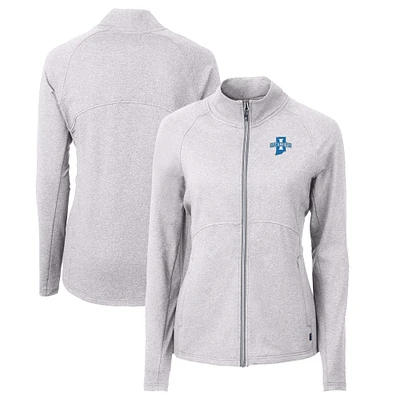 Women's Cutter & Buck Heather Gray Indiana State Sycamores Adapt Eco Knit Recycled Full-Zip Jacket
