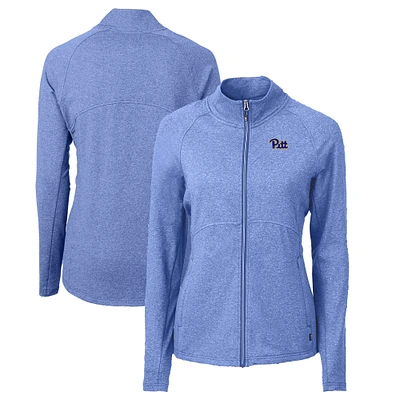 Women's Cutter & Buck Heather Royal Pitt Panthers Adapt Eco Knit Recycled Full-Zip Jacket