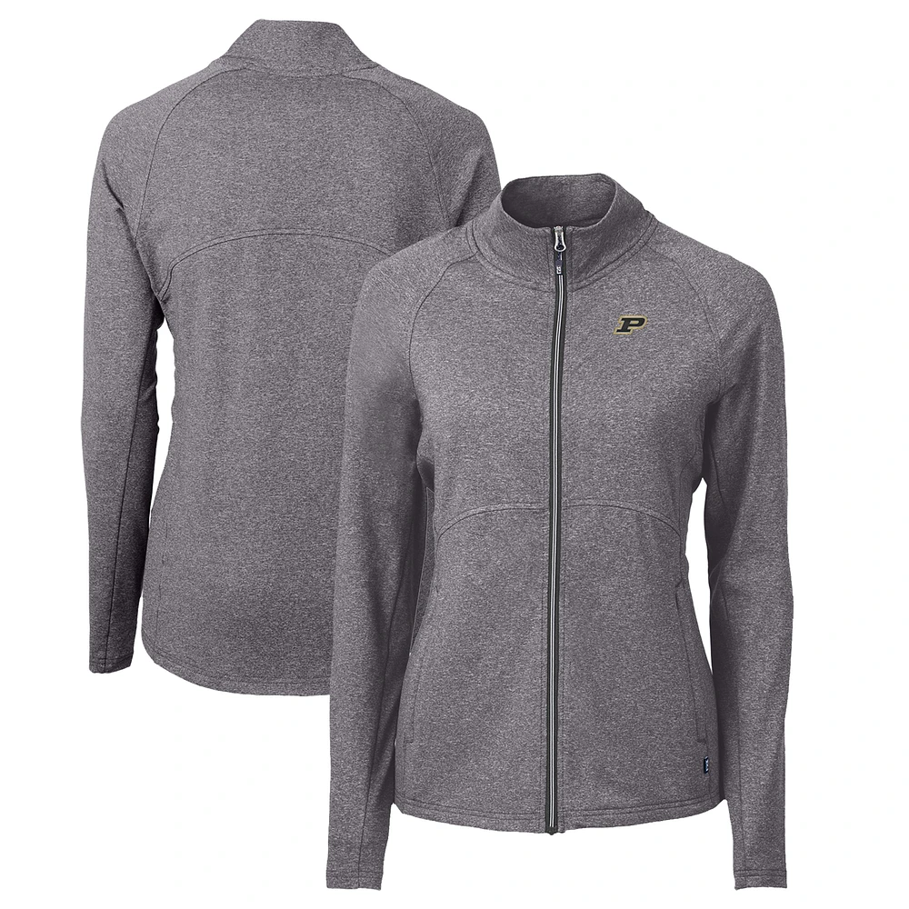 Women's Cutter & Buck Heather Purdue Boilermakers Adapt Eco Knit Heather Recycled Full-Zip Jacket