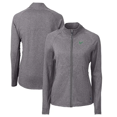 Women's Cutter & Buck Heather Black South Florida Bulls Adapt Eco Knit Heather Recycled Full-Zip Jacket
