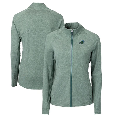 Women's Cutter & Buck Heather Green Tulane Wave Adapt Eco Knit Recycled Full-Zip Jacket