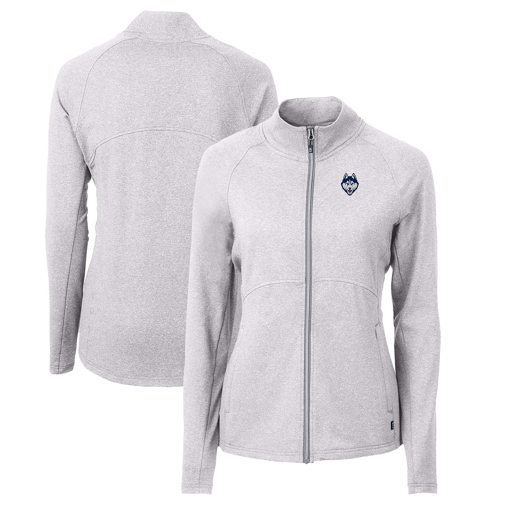Women's Cutter & Buck Heather Gray UConn Huskies Adapt Eco Knit Recycled Full-Zip Jacket