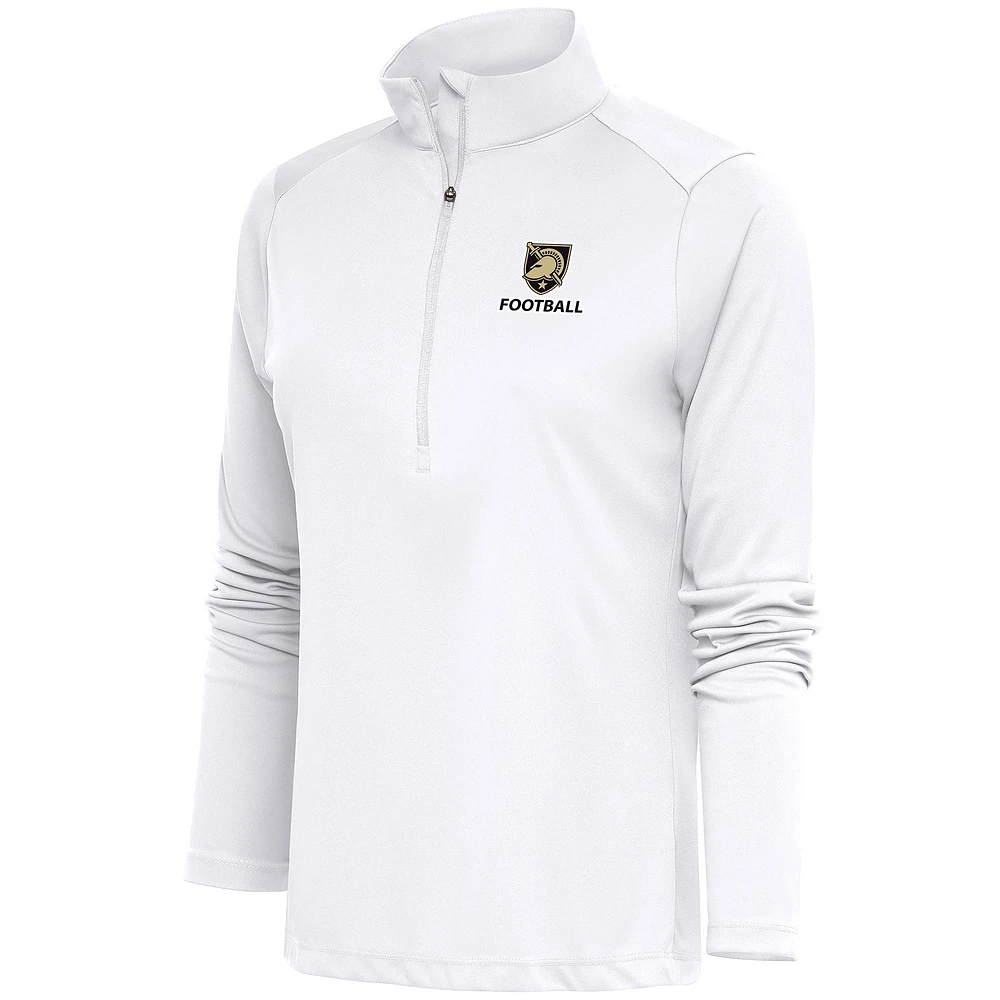 Women's Antigua White Army Black Knights Football Tribute Half-Zip Pullover Top